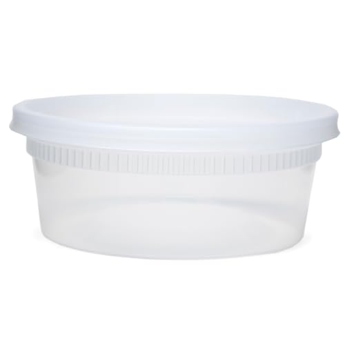 Set of 4 Newsprint YL2508 Detainer Clear Round Deli Container Combo Pack 240/CS, 8 oz.