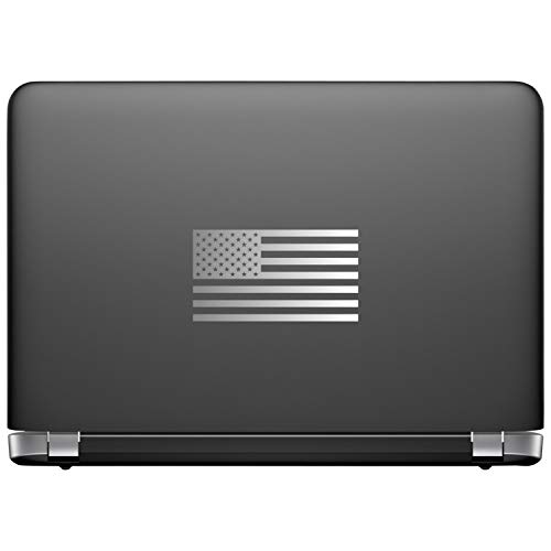 Image of American US Flag [Pick Color /Size] Vinyl Decal Sticker for Laptop /Car /Truck /Window /Bumper (10in x 5.5in, Matte Metallic Silver)