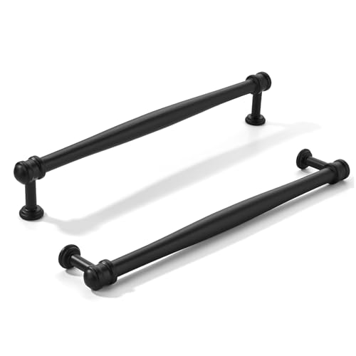 khtumeware 10 Pack 8inch(203mm) Hole Center Black Cabinet pulls Solid Heavy-Duty Tradition Kitchen Cabinet Handle Matte Black Cabinet Hardware for Dressing Table Bathroom Pull