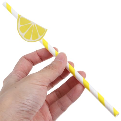 Garneck 40 pitillos de papel amarillo para fiesta miniatura 4
