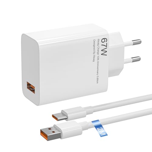 67W Schnell-Ladegerät für Redmi Note 13 Pro 12 11 10 9 Xiaomi 14 13 12 12t 12s Note K60 K50 11 11s 12 ProPlus Poco X6 F5 X5 F4 X4 Schnellladegerät mit 2 m Kabel