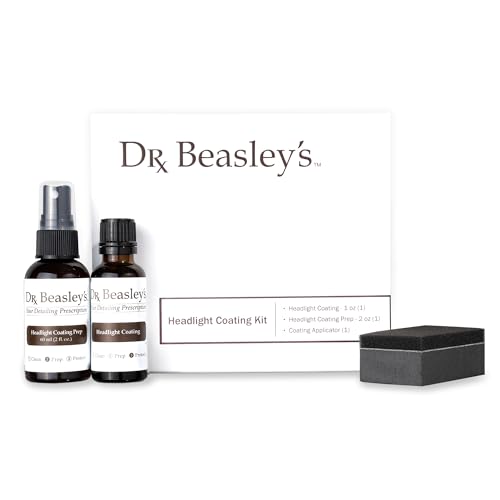 Dr. Beasley's Headlight Coating Kit for Auto - Hydrophobic Nano Ceramic Coating, Prevents Fogging and Hazing, UV Inhibitors, Easier Cleaning, Sheets Liquids, Blocks Contaminants