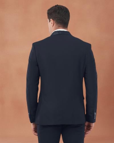 Image of SaintX Men's Premium Tuxedo Casual Blazer | Italian Slim Fit | Fully Lined | Shawl Collar | Stretchable Fabric | Designer Coat | Suitable for All Occasions (JK02)