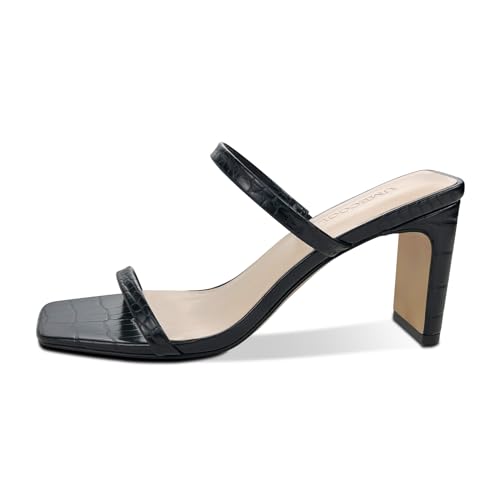 Women's Heeled Sandals Square Toe Two Strap Block Heels Sandals for Women, Slip on High-heeled Sandal Comfortable Strappy Heels for Party Wedding Dress Shoes2