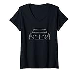 Femme Rover P5 British classic car white outline graphic T Shirt avec Col en V