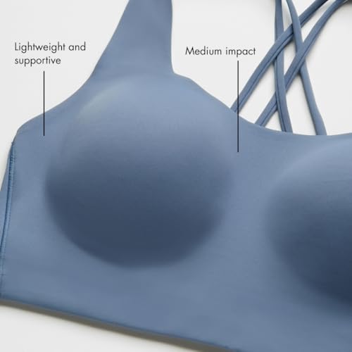 Floatley Be Well Medium Impact Sports Bra Wirefree Soft Comfort Pull On Criss Cross Strappy Back with Embedded Pads for Women4