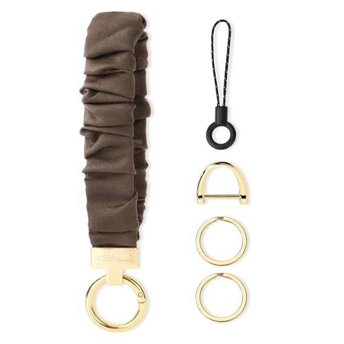 Image of WEESMILE Scrunchie Keychain Wristlet for Car Key Chain with D Key Ring