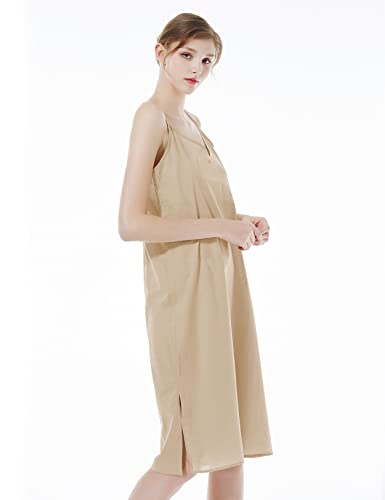 BEAUTELICATE Women Longer Slip 100% Cotton Full Slip with Side Split Under Dress Knee Length Adjustable Straps2