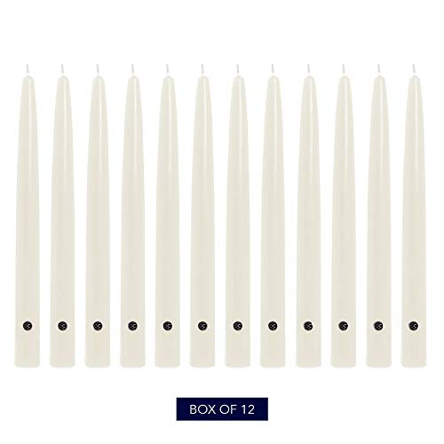 Image of Colonial Candle Unscented Taper Candle, Handipt Collection, White, 12 In, Pack of 12 - Up to 10 Hours Burn