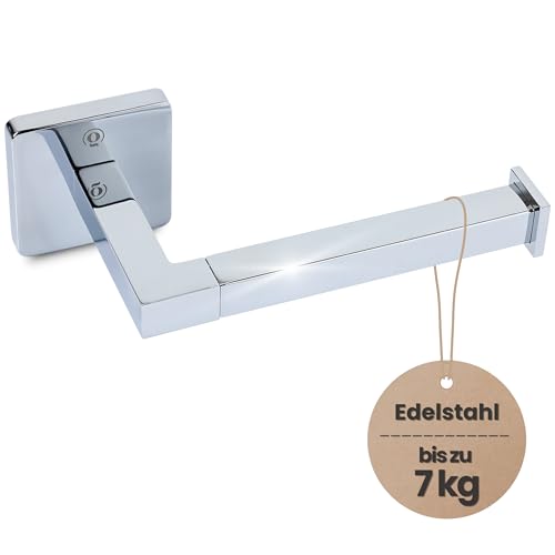 Edelstahl toilettenpapierhalter ohne Bohren, Klopapierhalter Chrom, Klorollenhalter Selbstklebend, Rollenhalter WC Papierhalter für Badzimmer und Küche (Chrom Silber, ohne Bohren)
