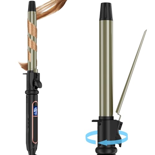 Curling Iron, Professional Manual Salon Rotating 1 Inch Curling Iron, Curling Wand for Long Short Hair, Hair Curler with Tourmaline Ceramic Barrel, Dual Voltage (1 inch B)