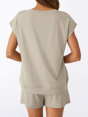 AUTOMET 2 Piece V Neck Cap Sleeve Shirt and Shorts Set Womens Matching Summer Lounge Sets4