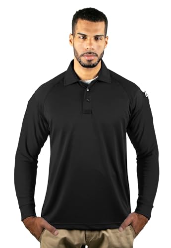 RYNO GEAR Men's Tactical Duty Jersey Knit Polo Shirt - Wrinkle Free, Moisture Wicking, Quick Drying, Breathable, Polo Shirt