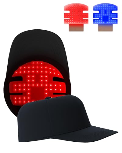 KTS Rotlicht Haarwachstumskappe 70x 630nm Rotlicht&70x 470nm Blaulicht Duales Lichtspektrum für die Kopfhautpflege Haarausfall-Behandlung für Frauen/Männer 3 Behandlungsmodi 15-Minuten-Timer