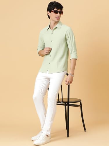 Image of KOTTY Men's Textured Casual Shirt - Long Sleeve||Button-Down Collar||Classic Fit
