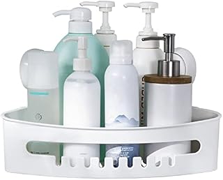 Amazon Brand - Umi Corner Shower Caddy Suction Cup, Organizer Storage Bathroom Shelves No Drilling, Shower Caddy with Rustproof Stainless Steel Adhesive Sticker for Kitchen & Bathroom Accessories