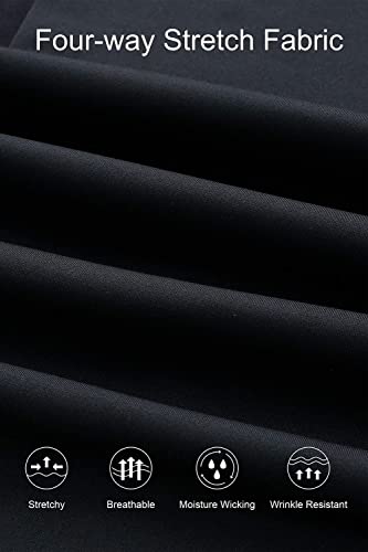 Bamans Dress Pants For Women Bootcut Stretch Work Pants Belt-Loop Bootleg Yoga Pants With Pockets (Black, Large) #TOP3