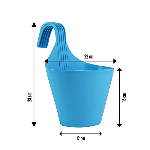 Mr. Carve Plastic Hook Hanging Pot for Plants Indoor Outdoor Home Balcony Garden Pots Multicolor - Pack of 5