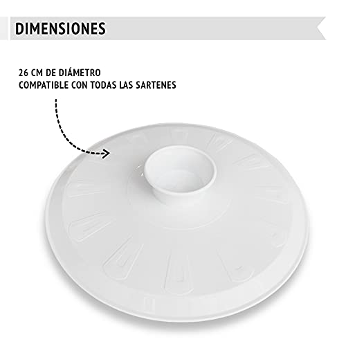 Miniatura 2 de Tapa Volteatortillas 26cm, Tapa Para Sartén Y Para Voltear Tortilla De Patatas, Giratortillas De Plástico Para Microondas, Frigorífico, Libre De Bpa, Tapa Girar Tortilla 25,5, Blanco