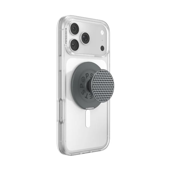 Image of PopSockets Kick-Out Grip for MagSafe, Adjustable Kickstand for Portrait or Landscape, Magnetic Stand, Black - Knurl Gunmetal