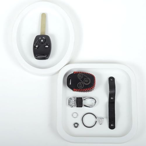 Image of Leather Smart Car Key Cover Case for Honda All Vx, Amage, Old Honda City I- VTEC ,Brio, Jazz(Black)
