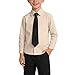 Boy Dress Shirt Boys Girls Formal Ceremony Graduation Dressy Shirts with Tie Long Sleeve Kids School Uniform Shirt Wrinkle-Free Solid Beige