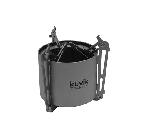 Kuvik Titanium Siphon Alcohol Stove with Folding Legs - Ultralight and Compact Stove for Backpacking, Camping, and Survival