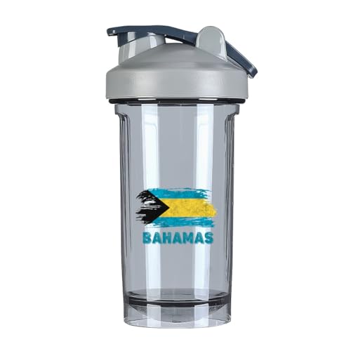 Bahamas Flag 18 Ounce Shaker Bottle Drink Mixer Leak-proof Pre Workout Protein Shakes Meal Replacement Shakes Bottles 500ML/18 Oz Gray&-3&-3