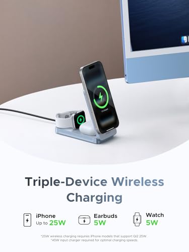 Image of UGREEN 25W 3-in-1 Foldable Magflow Wireless Charger, Qi2 Magsafe Travel Charger for iPhone 17 /16 /15 /14 /13 /12 AirPods and Apple Watch, Ultra-Compact Pocket-Size Charging Pad