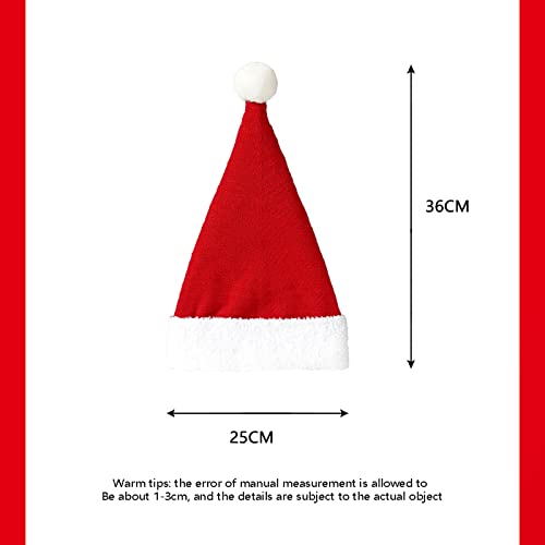 Image of LAWKUL Christmas Hat, Santa Hat, Red Fluffy Hat for Adults Teenagers Men Women New Year Festive Holiday Party Decorations Supplies