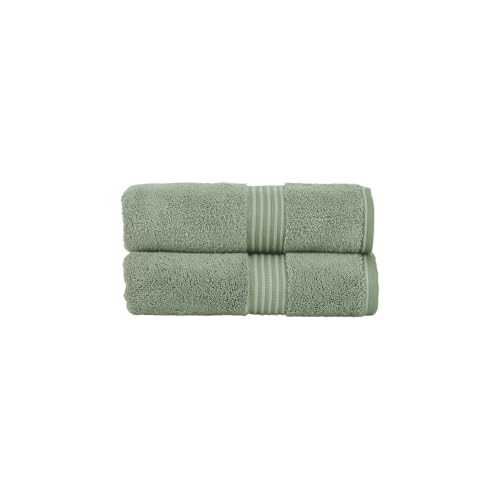 Image of Christy Supreme Hygro 2 Hand Towels Set | Bay Leaf Green | 100% Luxury Supima Cotton | Ultra Soft | Super Absorbent | 650GSM | Plush and Long Lasting