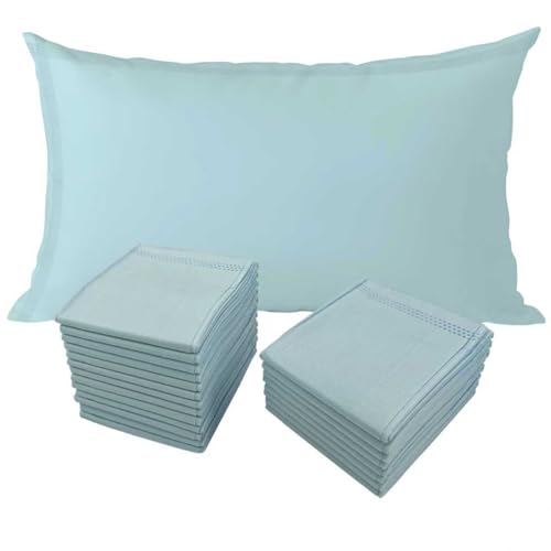 Image of Disposable Pillow Case Covers(Pack of 100),Bulk Pillow Cases for Medical Hospital Travel,Paper Pillow Cases Disposable 21 inch Width x 30 inchLength (Blue)