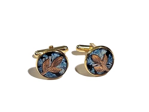 Boutons de manchettes résine et estampe feuilles le cadeau idéal pour homme élégant