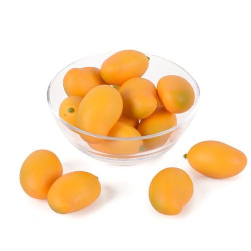 LUEYAO Artificial Mango, Fake Fruit Mango Simulation Yellow Lifelike Fake Mango Model Home House Kitchen Party Decoration Desk Ornament 12PCS