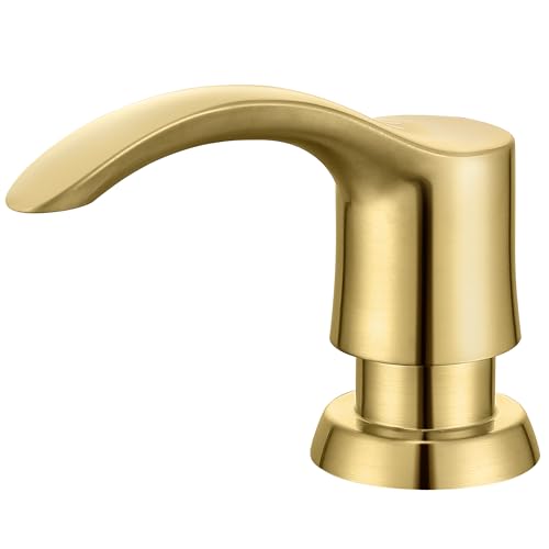 GAGALIFE Kitchen Sink Soap Dispenser with 17 Ounce Large Bottle Built in Sink Soap Dispenser (Brushed Gold) Kitchen Soap Dispenser Refill from Top G080BG