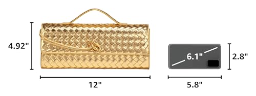 Image of JYG Woven Handbag for Women Fashion Evening Shoulder Bag PU Leather Handmade Clutch Purse Casual Crossbody Bags