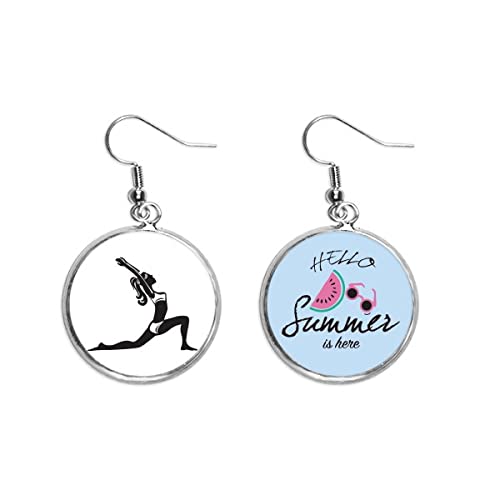 Pendientes de sandía y silueta de yoga para lóbulos sensibles en verano