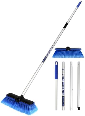 ZimiTeda PBT Car Wash Brush with Long Handle 10'' Larger Soft Bri...