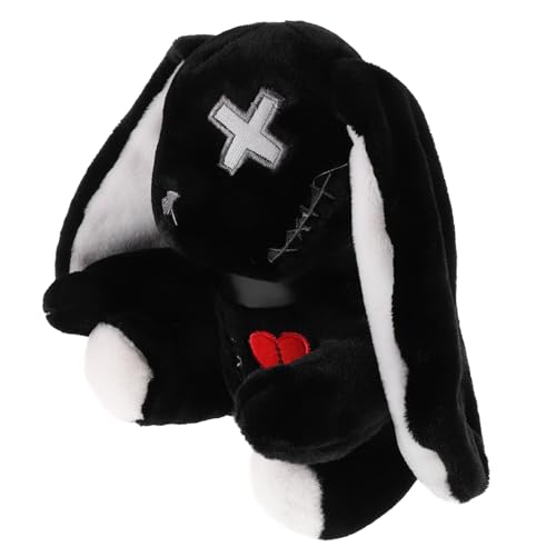 Lapin gothique d'Halloween peluche noire pour déco de table