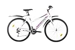 Multibrand Velotec 6th Sense Vélo VTT 26 Pouces en Aluminium, 18 Vitesses, Frein V-Brake, vélo pour Filles et Femmes, Convient pour 150–175 cm (Blanc avec Rose et Gris)