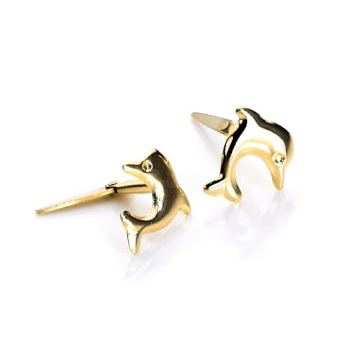 Boucles d'Oreilles Dauphins en Or Jaune 9 Carats - Fermoir Andralok