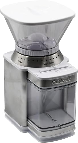 Cuisinart Coffee Grinder, Electric One-Touch Automatic Burr Coffee Grinder with 18-Position Grind Selector, Cup Size Selector for 4 – 18 Cups, White Stainless Steel