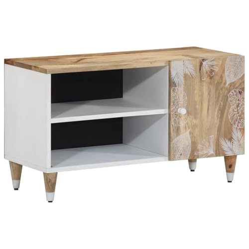 Vetnasa Mueble de TV Madera Maciza de Mango 80x31,5x46 cm Mobiliario, Armarios y Almacenamiento, Almacenamiento para CD y DVD Marrón 14,72 KG