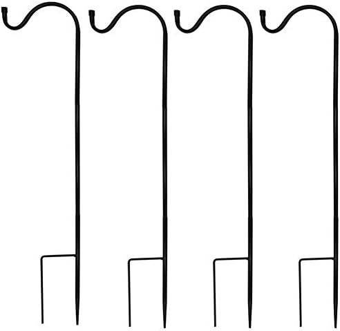 Lulu Home Shepherd Hook, Adjustable Heavy Duty Shepherd Hook 38 inch for Hanging Bird Feeder, Plant Baskets and Weddings, 4 Pack