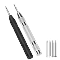 2 Stück Automatischer Körner, 130mm Automatik Körner Metall, Körner Automatik, Gefederter Körner mit 4 Ersatzspitzen für Metall, Holz, Glas und Dünne Stahlbleche
