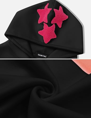 Vamtac Pink Star Hoodie Oversized Graphic Hoodies Unisex Y2K Long Sleeve Pocket Pullover Fall Hoodie 2025 Trendy Tops