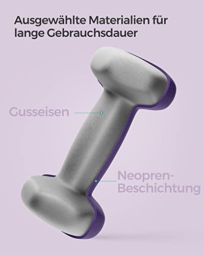 SONGMICS Kurzhanteln Set 2 Stück 2x1 kg Hanteln Hexagon Kurzhanteln mit Neoprenüberzug für Krafttraining Fitness Zuhause (Aschviolett) SYL902P02