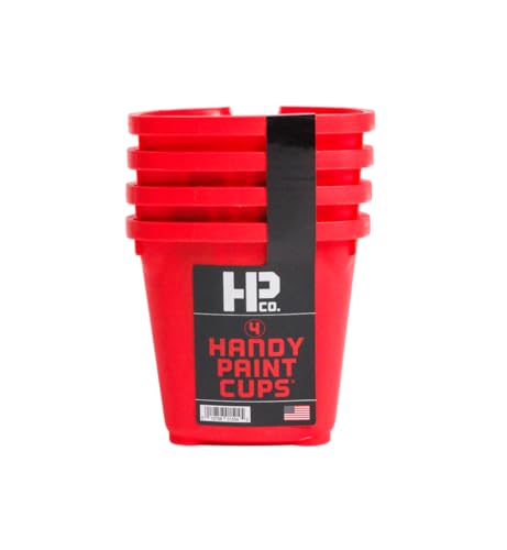 Handy Paint Cup Holds 16 oz. of Paint or Stain, Integrated Magnetic Brush Holder, Ideal for Trim Work, Touch-ups, 4 Pack