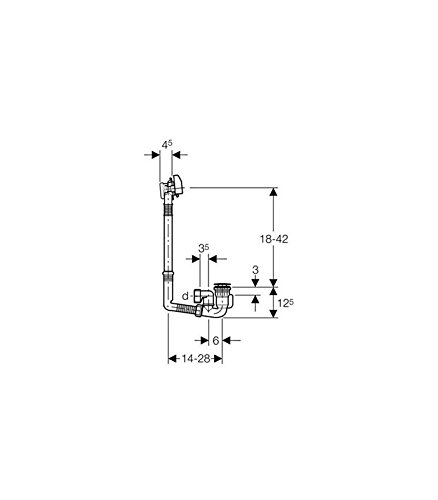 Geberit Serie 150.022.00.2 Sifone con Colonna per Vasca da Bagno con Tappo a Catenella Cromato 40 mm