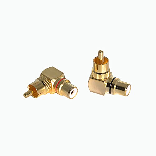 WLGQ Adaptador RCA de 90 grados, conector de codo RCA macho a hembra, adaptador de ángulo recto chapado en oro para amplificador de alta fidelidad, audio estéreo o video AV (2 piezas) Cover